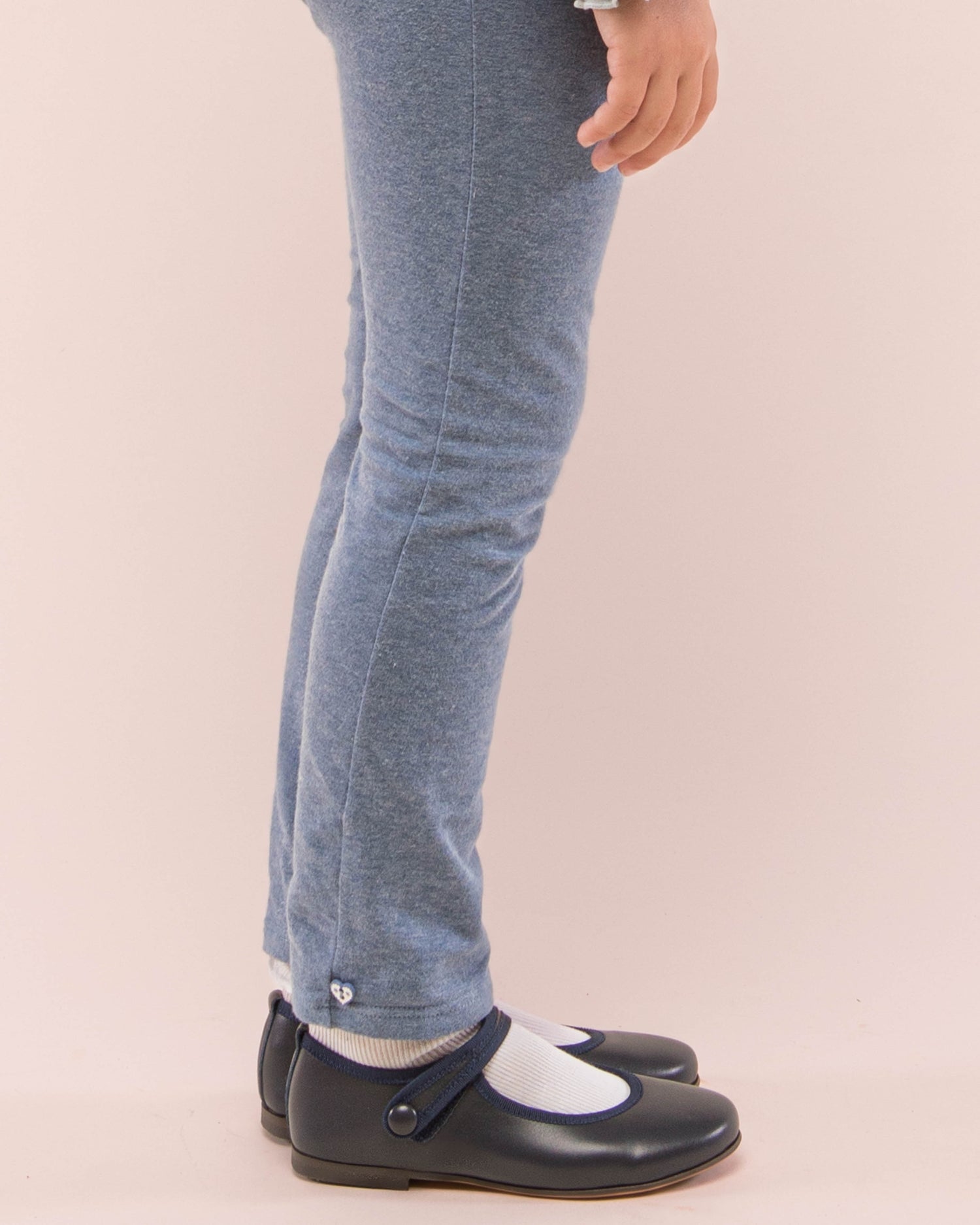 Italian Brushed Cotton Blue Mélange Legging